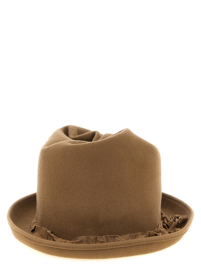 Brown Solid Fedora Hat 1