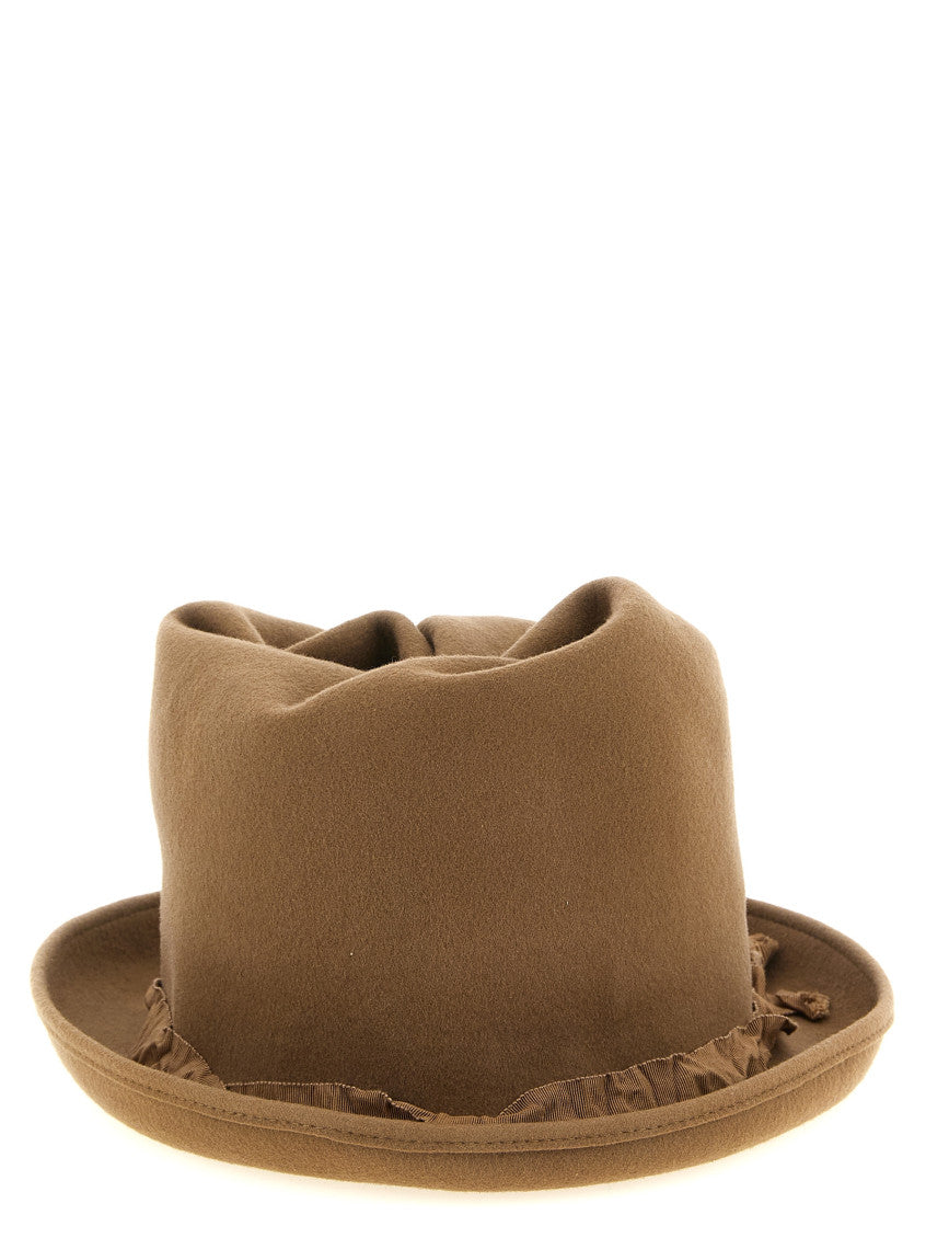 Brown Solid Fedora Hat 2