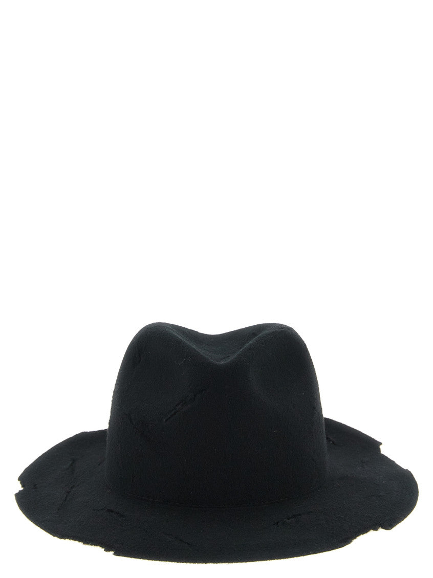 Black Distressed Fedora Hat 1