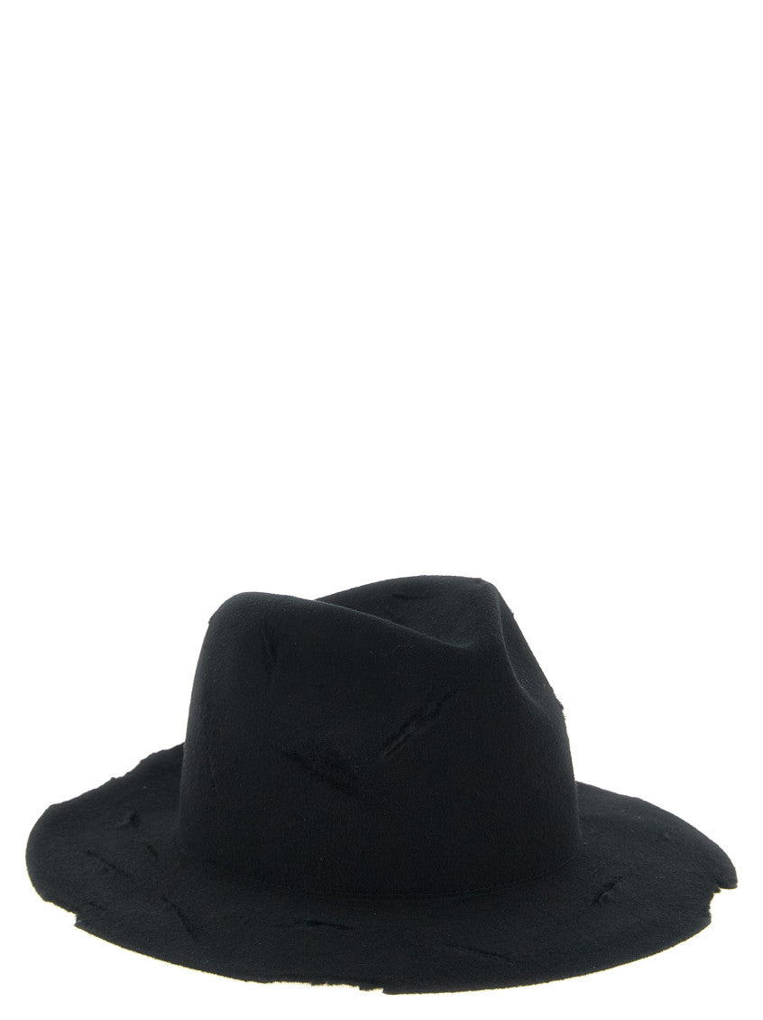 Black Distressed Fedora Hat 2