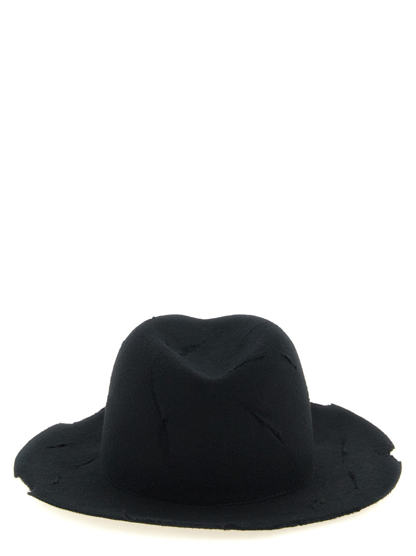 Black Distressed Fedora Hat 3