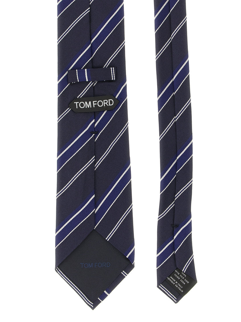 Dark Blue Diagonal Striped Tie 2