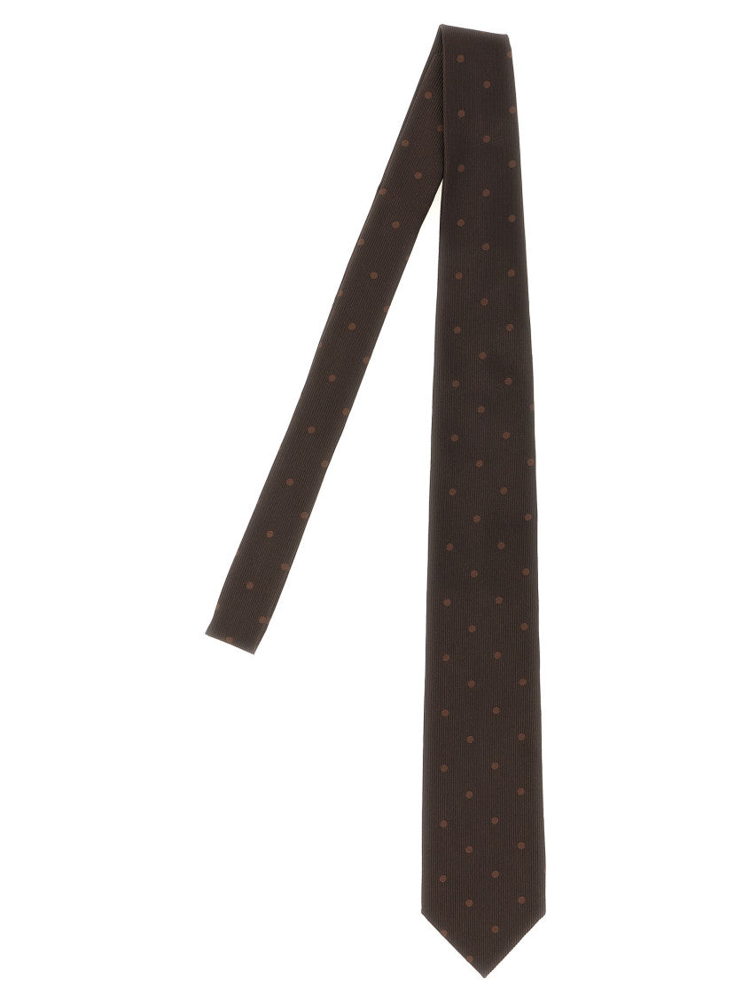 Dark Brown Polka Dot Printed Tie 1