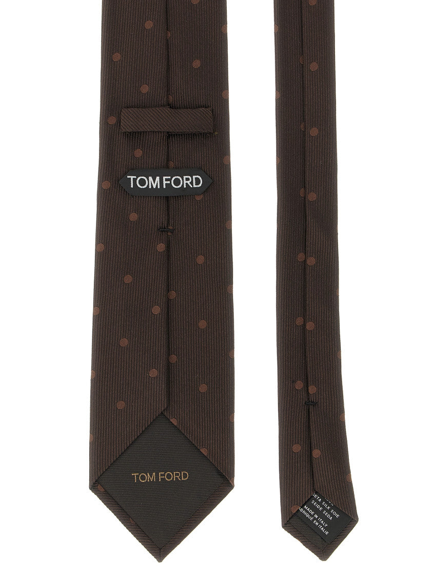 Dark Brown Polka Dot Printed Tie 2