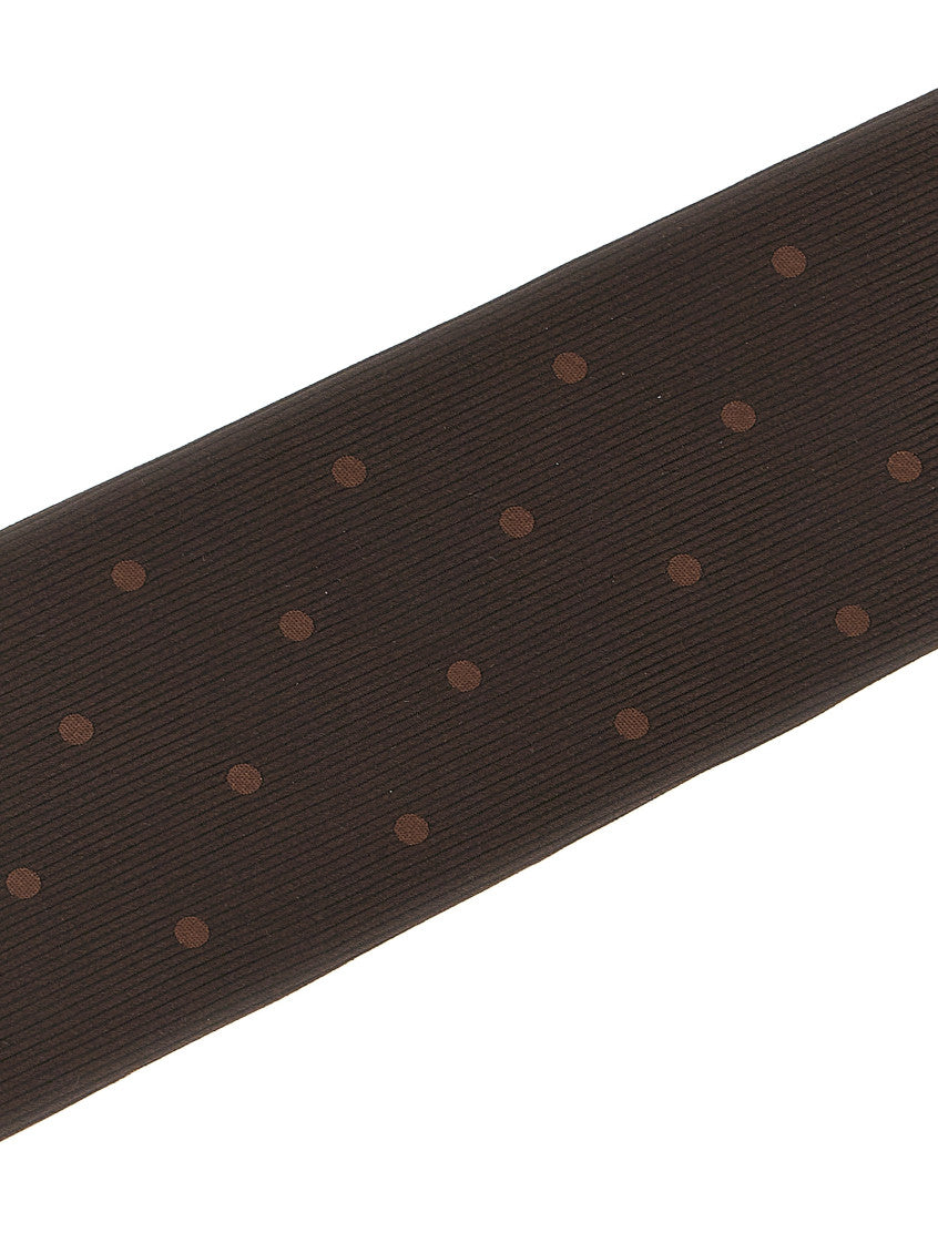 Dark Brown Polka Dot Printed Tie 3