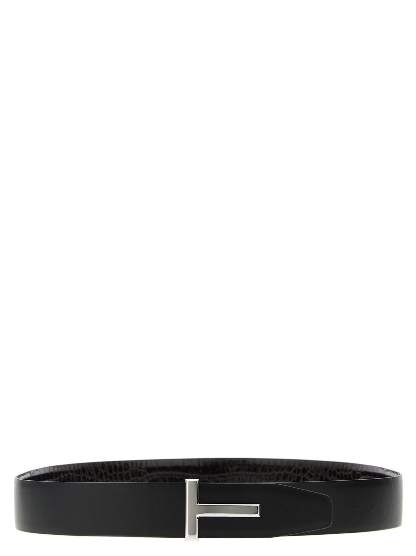 Brown Reversible Logo Buckle Textured Belt 2