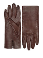 Brown Textured Leather Gloves 1