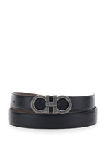 Black Textured Reversible Buckle Belt 1