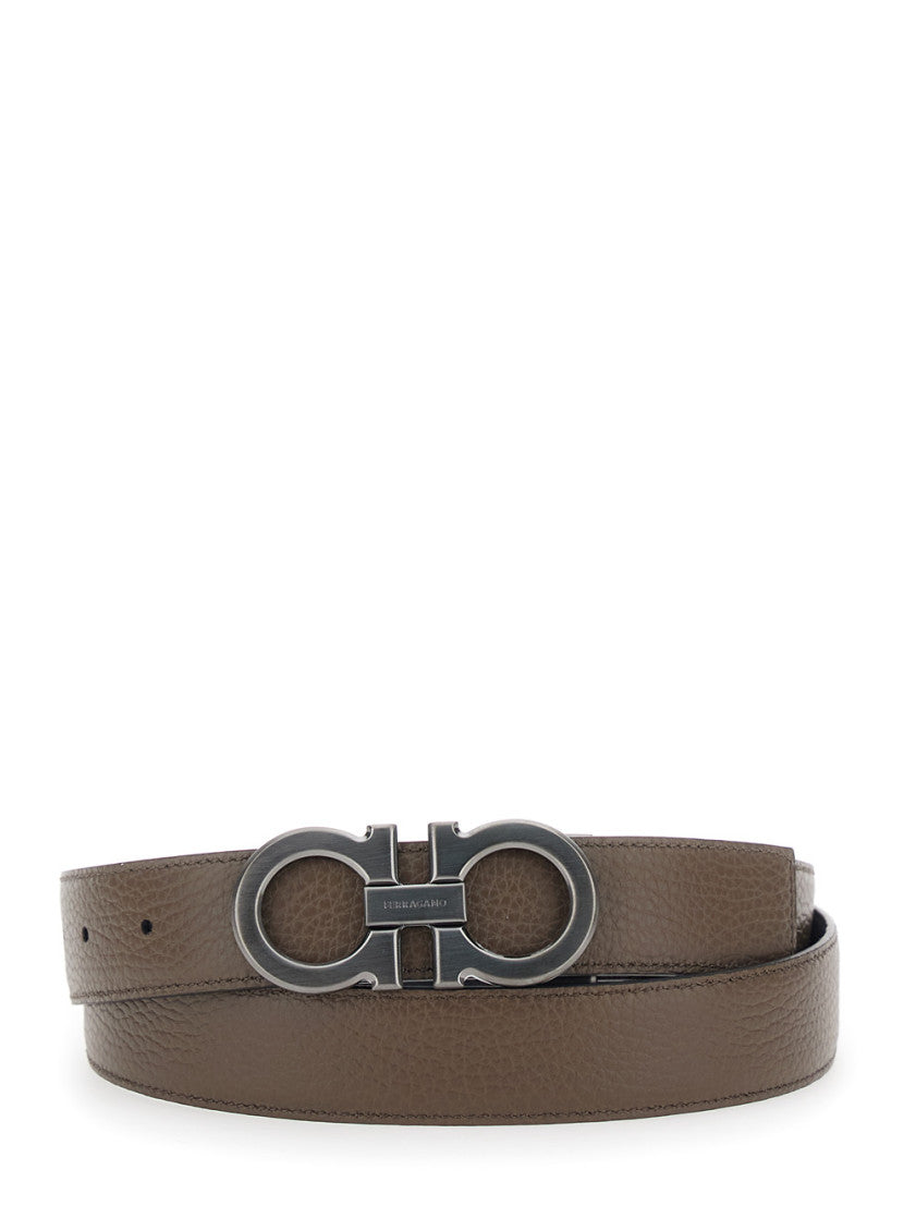 Black Textured Reversible Buckle Belt 3