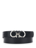 Black Textured Reversible Buckle Belt 1