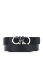 Black Textured Reversible Buckle Belt 1