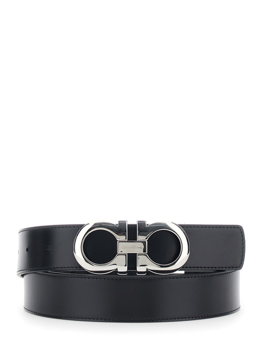 Black Textured Reversible Buckle Belt 3