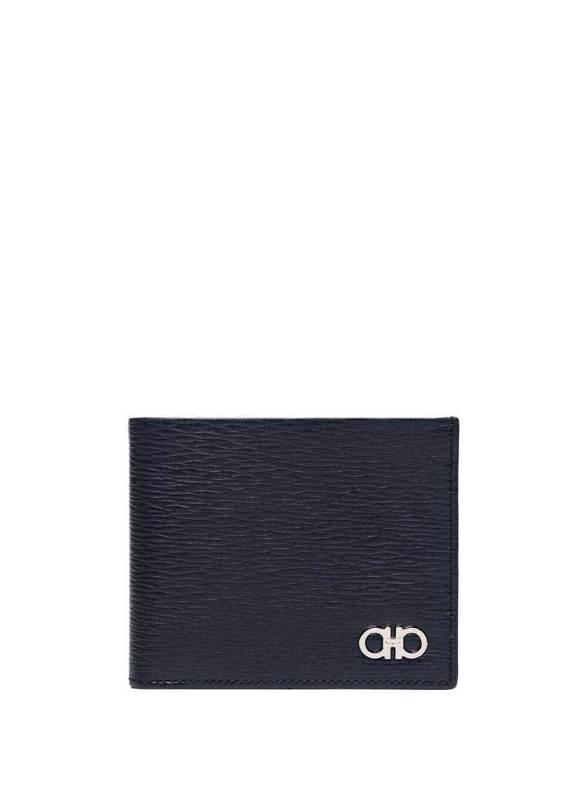 Navy Blue Textured Logo Wallet 1