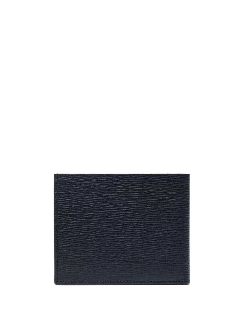 Navy Blue Textured Logo Wallet 2