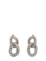 Silver Link Chain Crystal Earrings 1