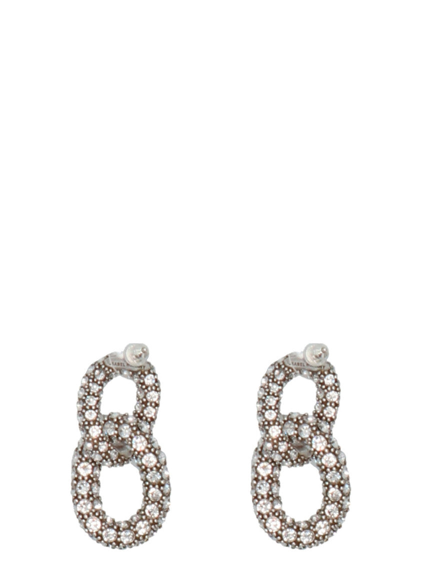 Silver Link Chain Crystal Earrings 2