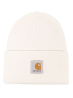 White Logo Patch Beanie Hat 1