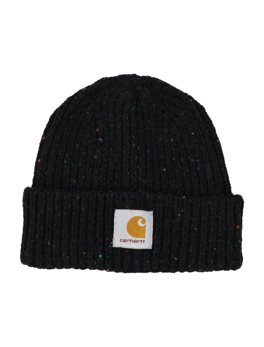 Black Logo Patch Beanie Hat 1
