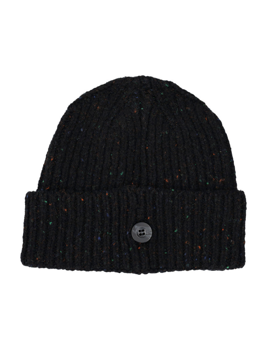 Black Logo Patch Beanie Hat 2