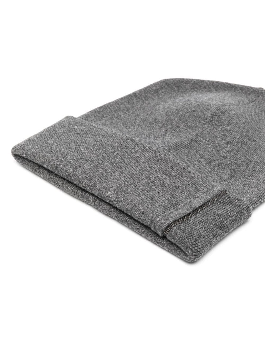 Grey Wool beanie hat 2