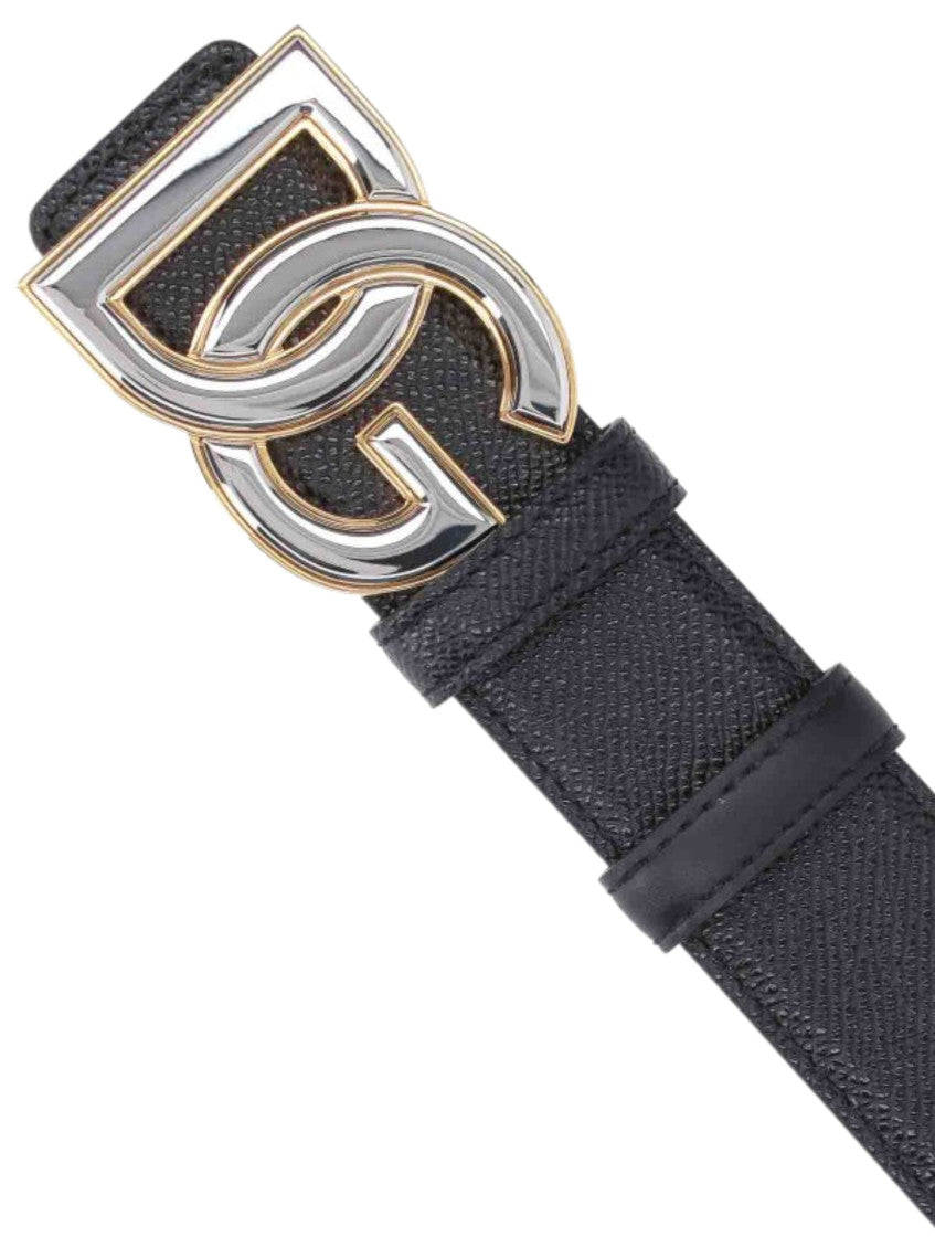 Black Logo Textured Belt 2