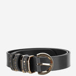 Black Studded Keeper Solid Belt 1