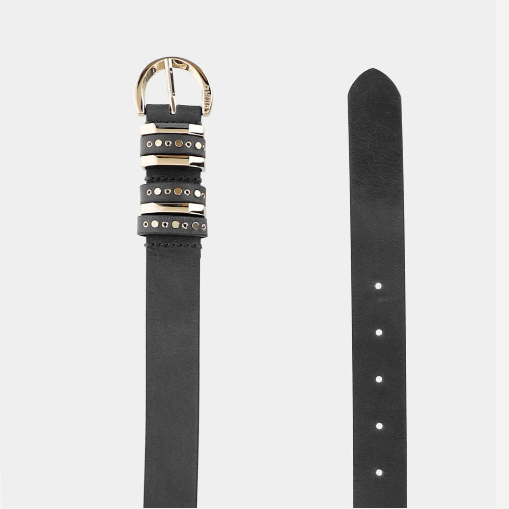 Black Studded Keeper Solid Belt 2