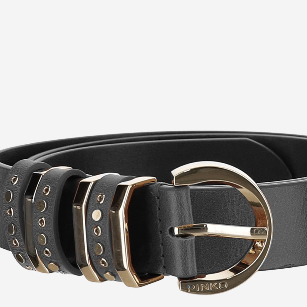 Black Studded Keeper Solid Belt 3