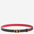 Black/Red Reversible Logo Buckle Textured Belt 1
