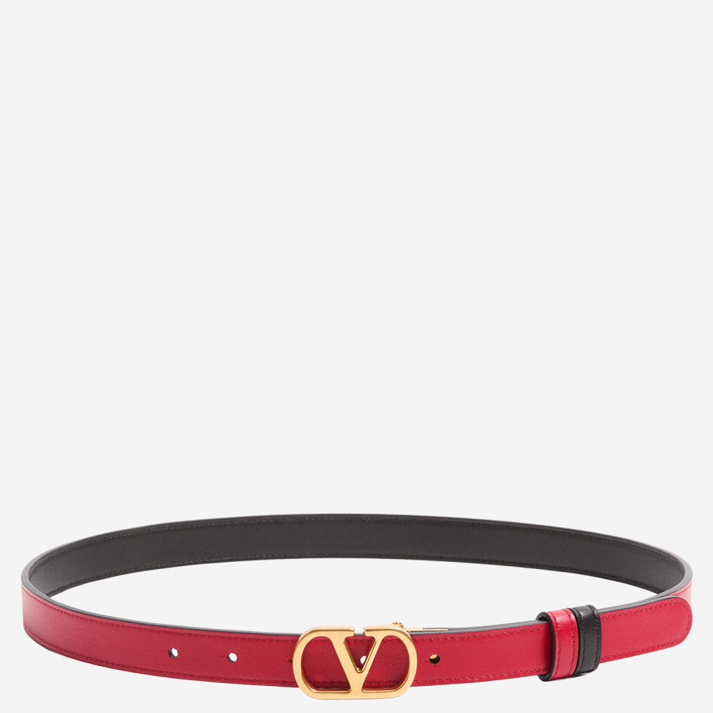 Black/Red Reversible Logo Buckle Textured Belt 2