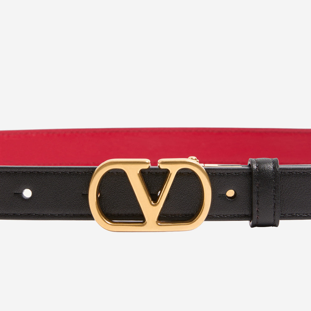 Black/Red Reversible Logo Buckle Textured Belt 3