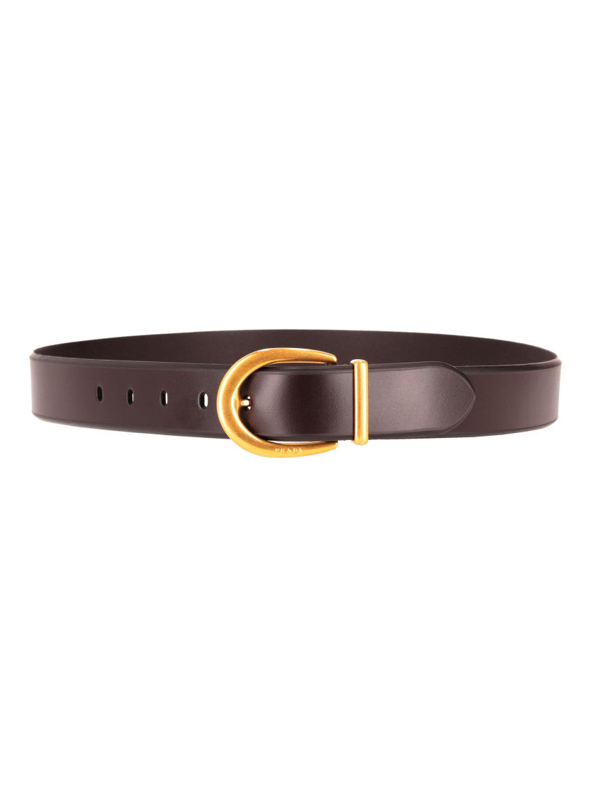 Dark Brown Logo Buckle Belt 1