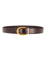 Dark Brown Logo Buckle Belt 1