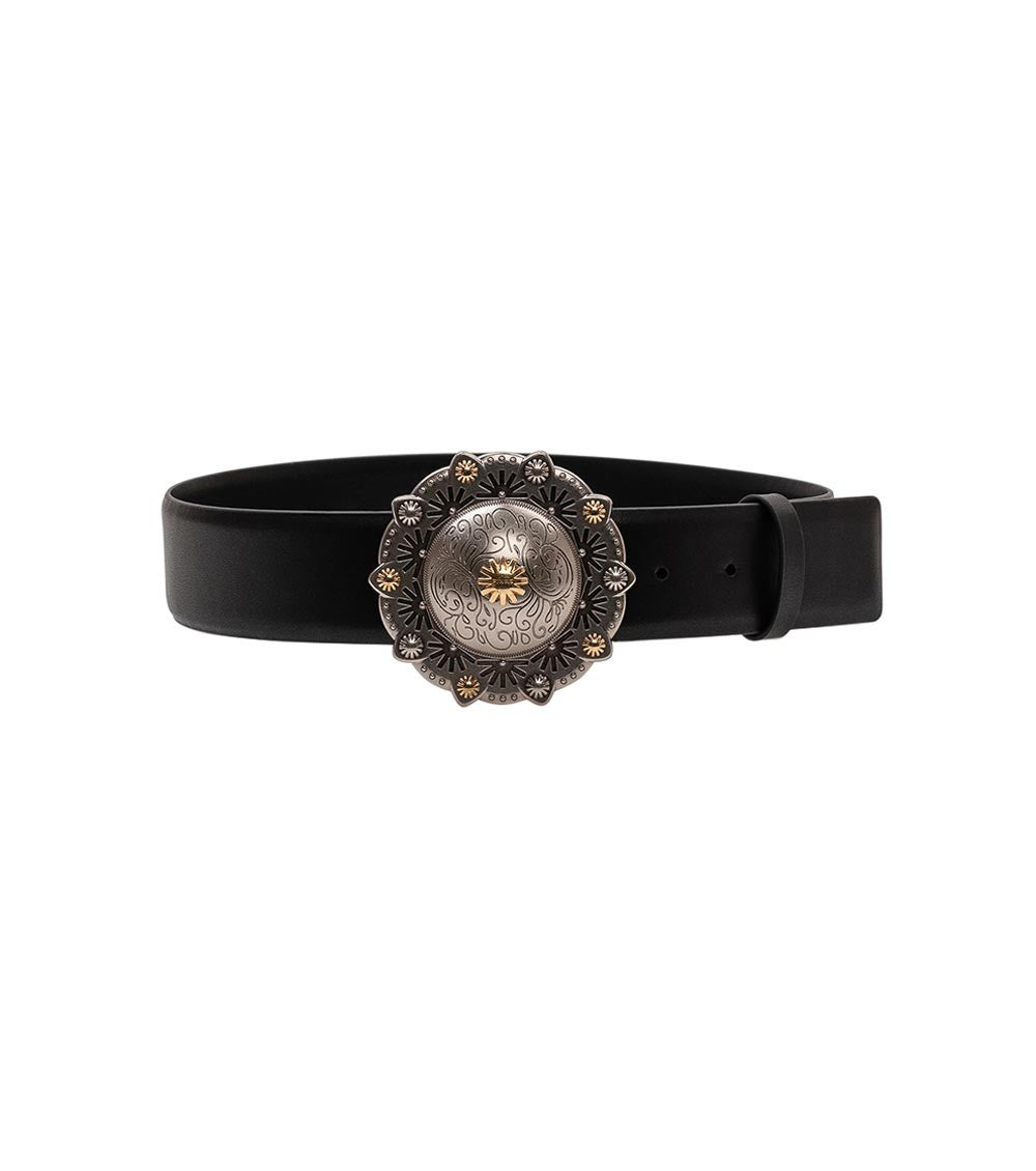 Black Round Buckle Belt 1