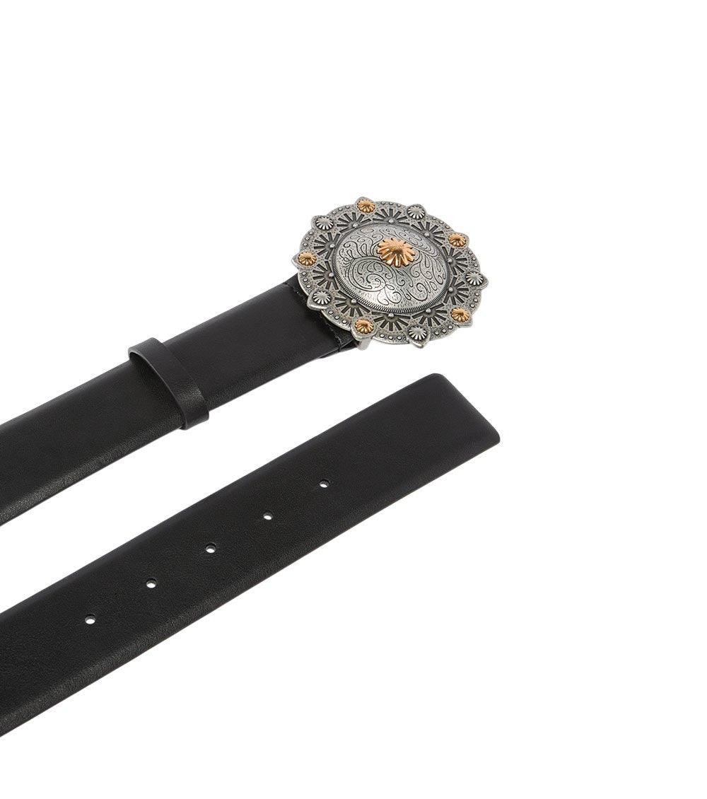 Black Round Buckle Belt 2