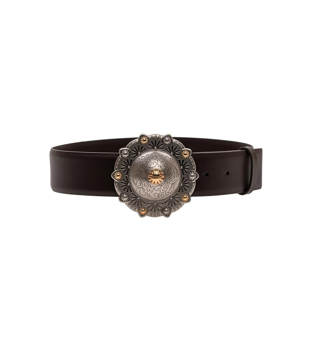 Brown Round Buckle Belt 1