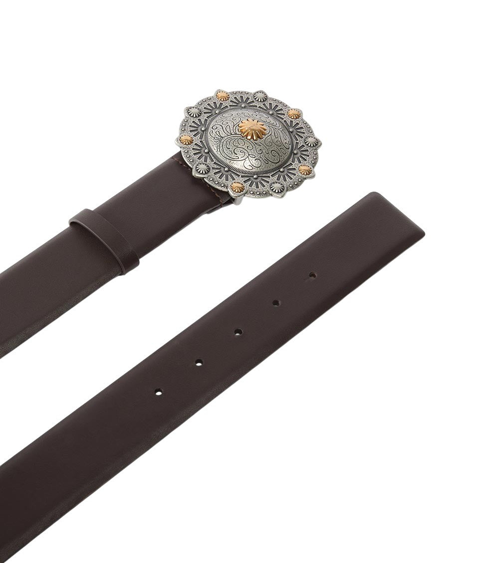 Brown Round Buckle Belt 2