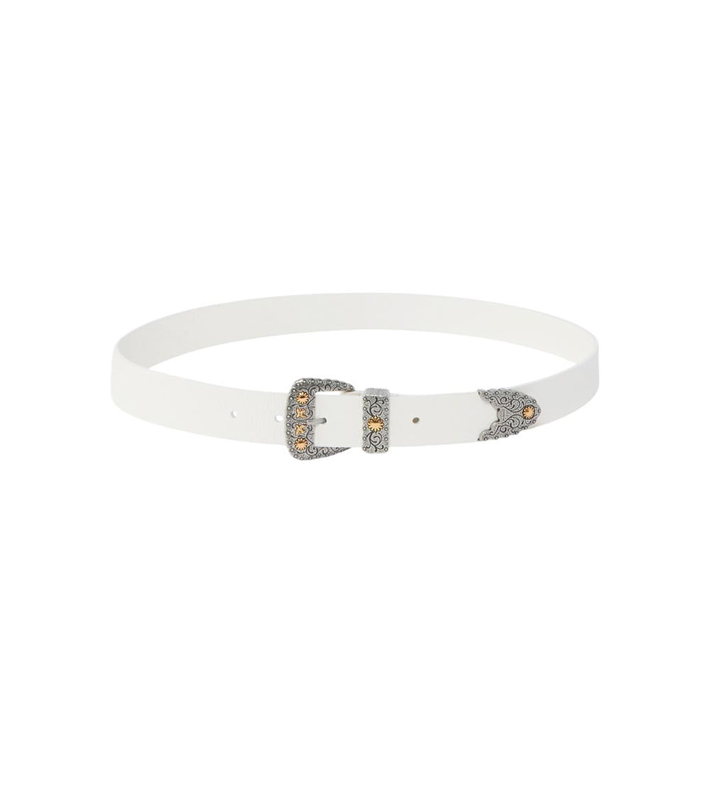 White Logo Buckle Belt 1