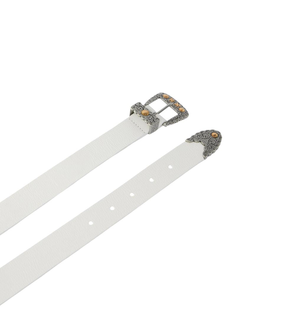 White Logo Buckle Belt 2