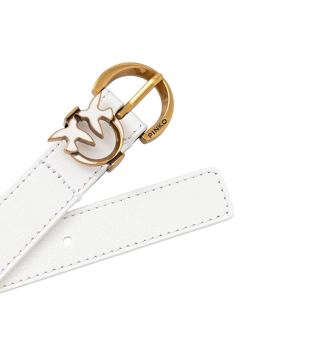 White Logo Buckle Belt 2