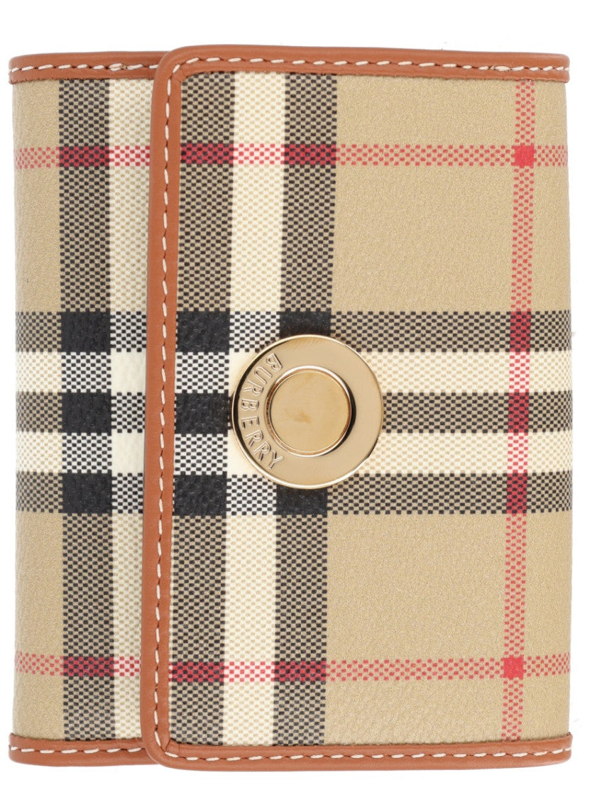 Beige Check Print Wallet 1