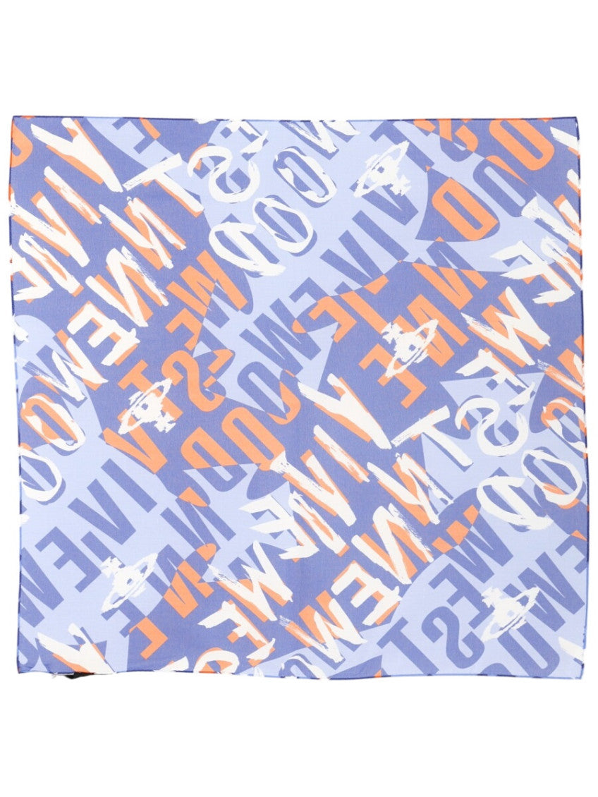 Blue Printed Logo Scarf 2