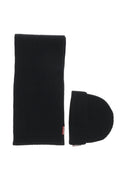 Black Ribbed Knitted Beanie And Scarf Set 1