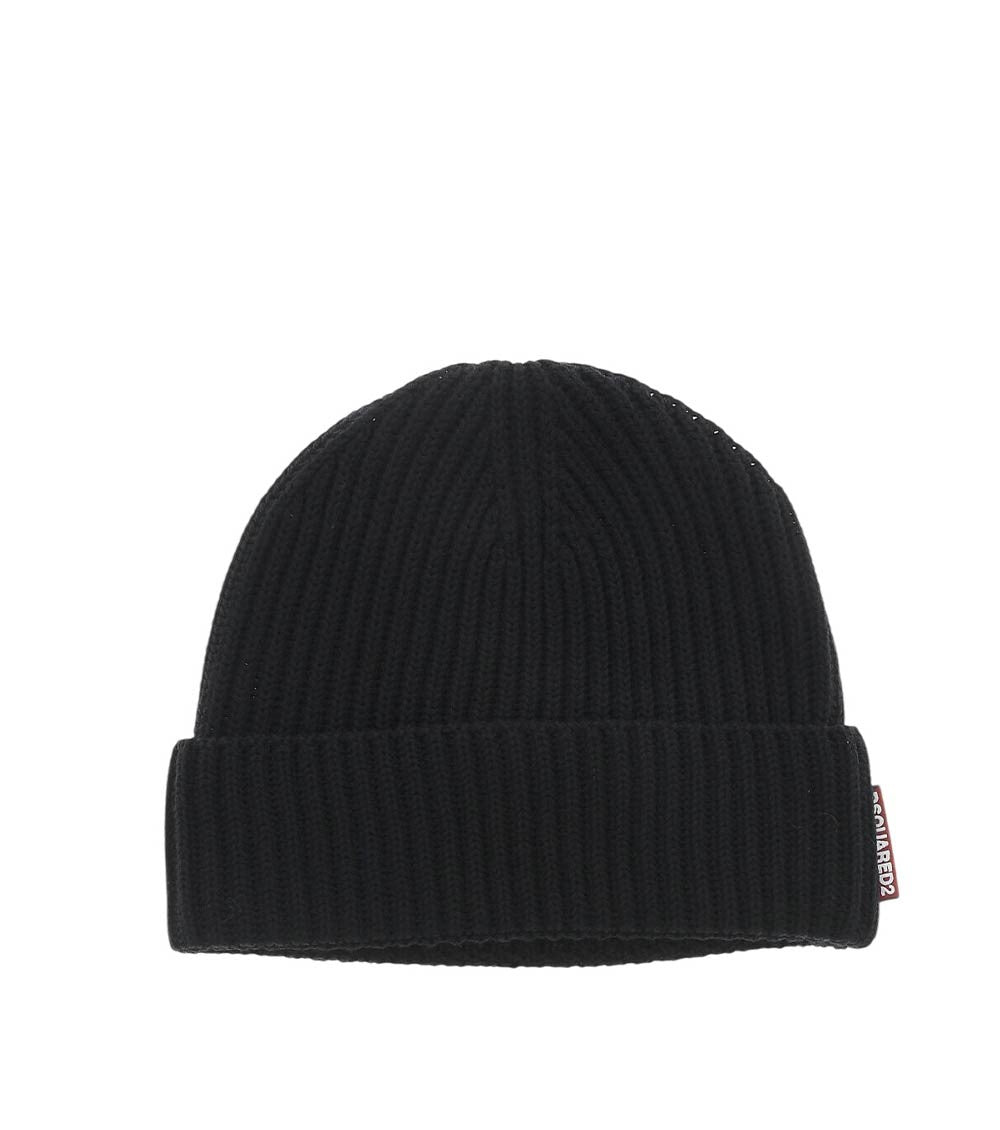 Black Ribbed Knitted Beanie And Scarf Set 2