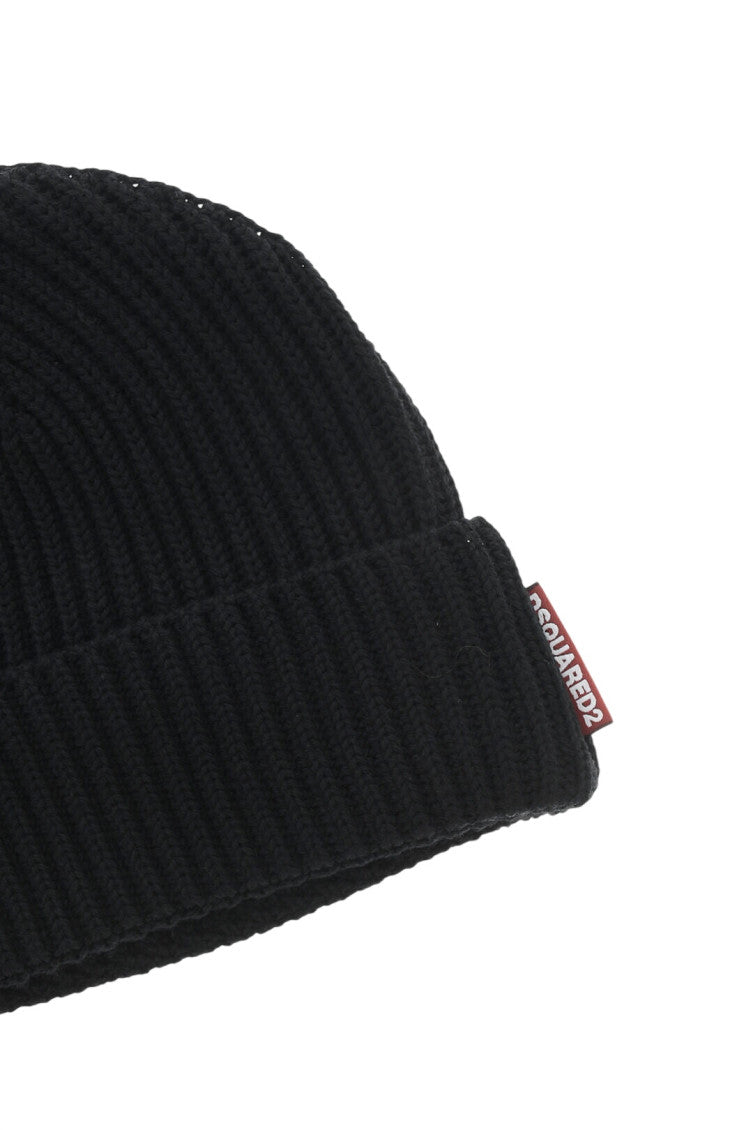 Black Ribbed Knitted Beanie And Scarf Set 3