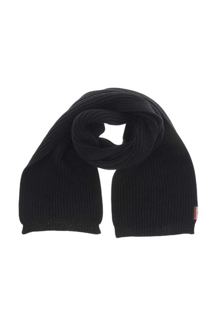Black Ribbed Knitted Beanie And Scarf Set 4