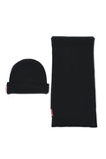Black Knitted Beanie And Scarf Set 1