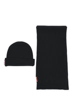 Black Knitted Beanie And Scarf Set 1