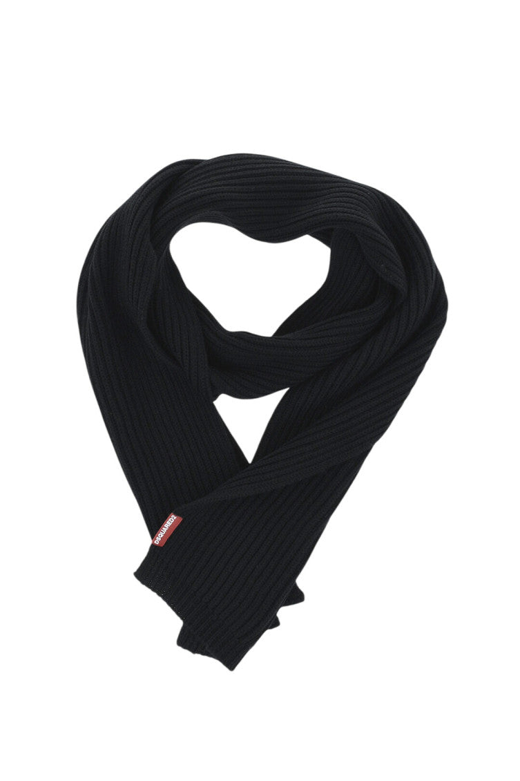 Black Knitted Beanie And Scarf Set 2