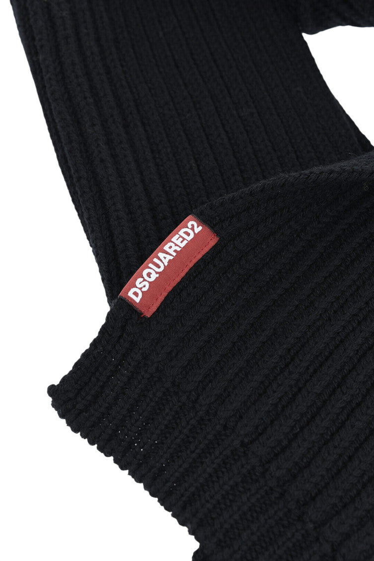 Black Knitted Beanie And Scarf Set 3